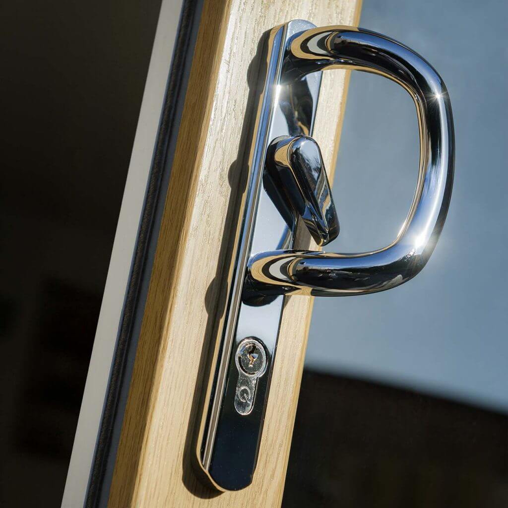 D-handle and highly secure lock for sliding patio door