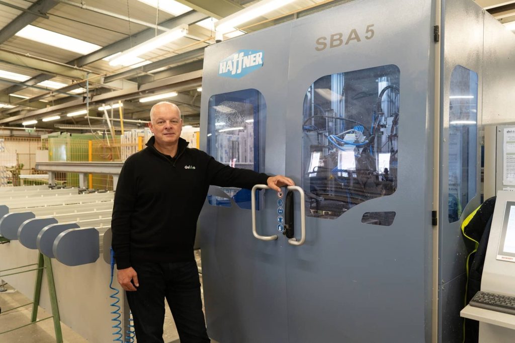 Dekko Managing Director Kurt Greatrex with the new Haffner SBA 5 Automated Machining Centre in the Dekko Factory 